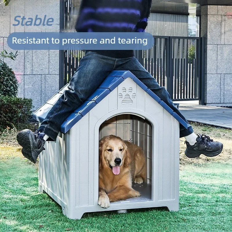Ventilated Dog Kennel Waterproof Weatherproof Plastic Durable Pet House for Outdoor Indoor Use Available in Multiple Sizes - view 3