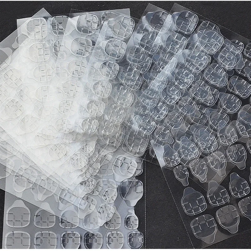 2021 de alta qualidade 1 folha dupla face cola adesivo transparente flexível 48 pçs dicas de unhas falsas cola adesiva para unhas