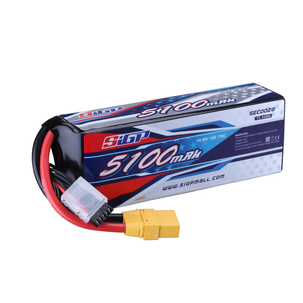 Batteria Lipo SIGP 4S 14.8V 5100mAh 6000mAh 70C con spina XT90 EC5 per auto RC camion barche veicoli serbatoio buggy corsa hobby 2 confezioni