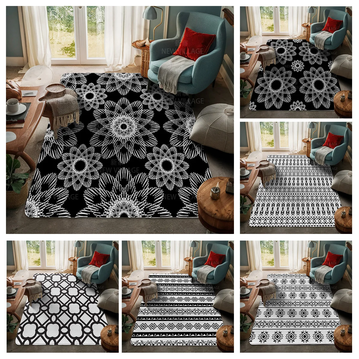 House entrance carpet Home door mat Living Room Bath Foot decoration non-slip rugs Modern geometric pattern nordic simple boho