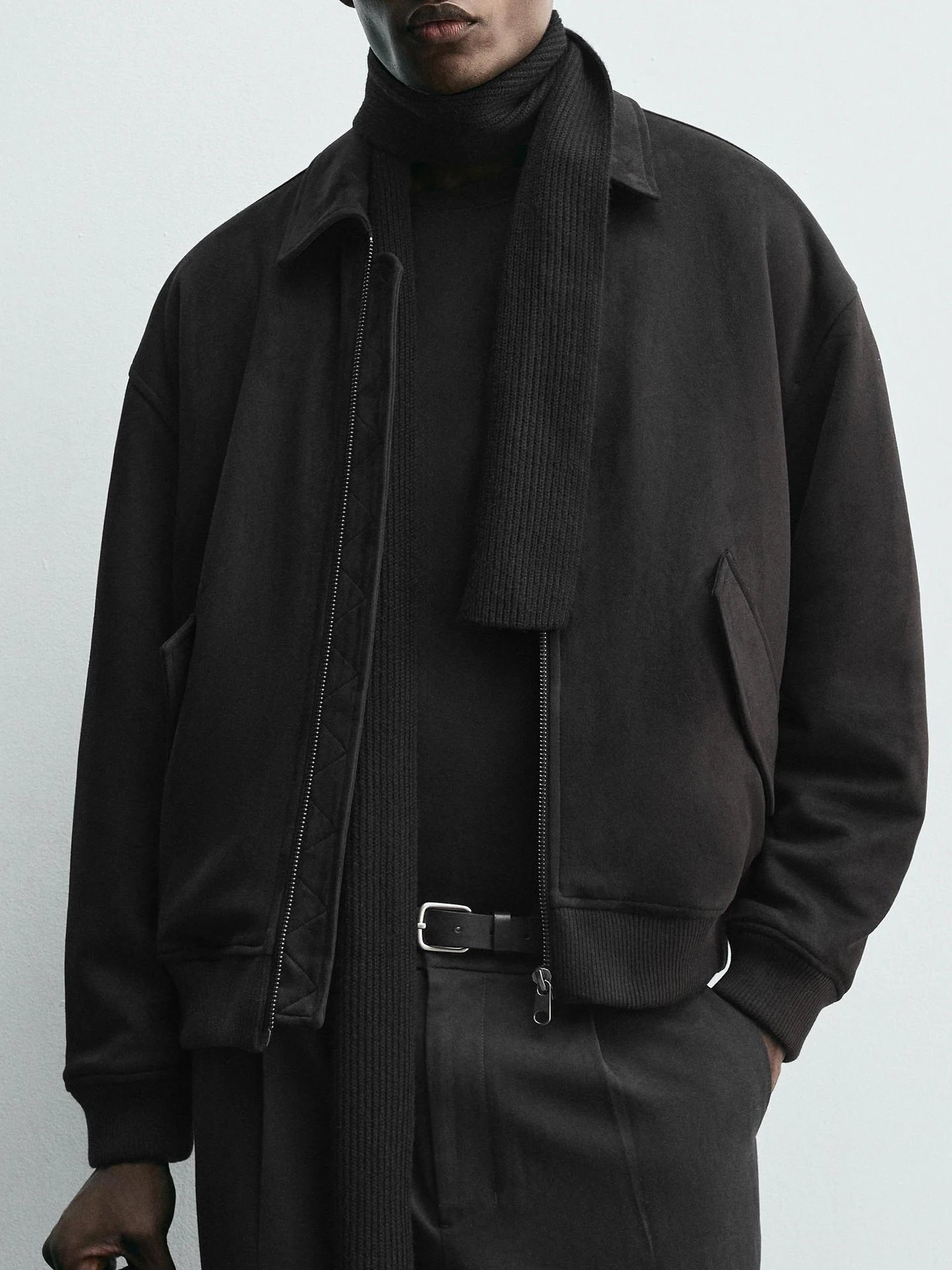 

New Autumn Winter Men's Cotton Jaet Zipper Velvet Texture Casual Sle Polyester Filling ort Coat Loose Fit Turn-down Hem