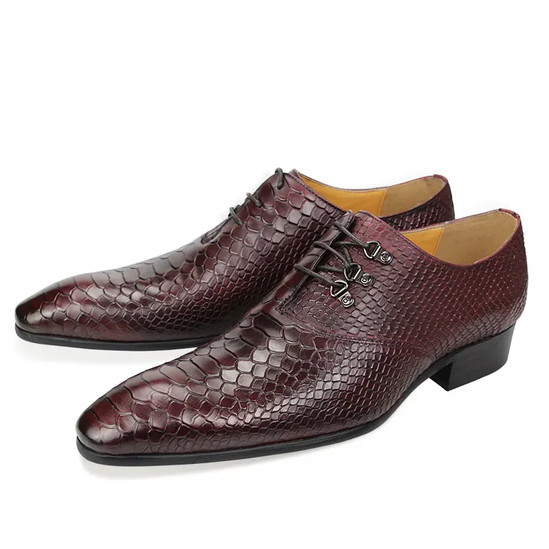 Mens Fashion Handmade Genuine Leather Shoes Luxury Printing Designer Wedding Evening Dress Shoes High Quality Oxfords Shoes