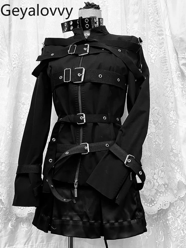 الأصلي الرجعية النمط الأمريكي الخريف الشتاء الراقية معطف أسود طويل الأكمام الحلو الإناث المتخصصة تصميم سترة حزام أسود #4