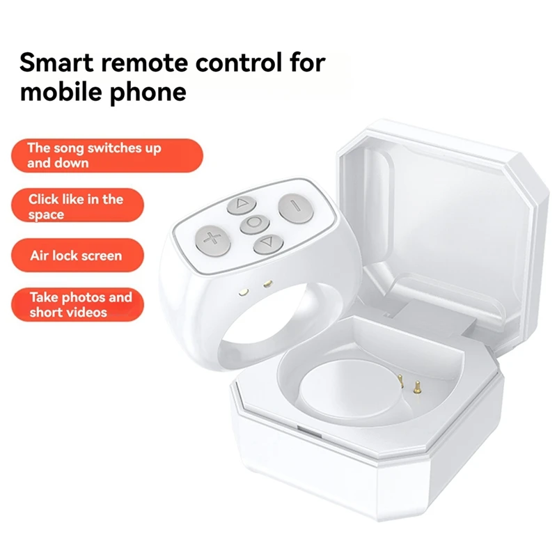 JAJA Ring Mobile Phone Bluetooth Remote Control Mini Charging Case Camera Remote Shutter For Remote E-Book Page Turning
