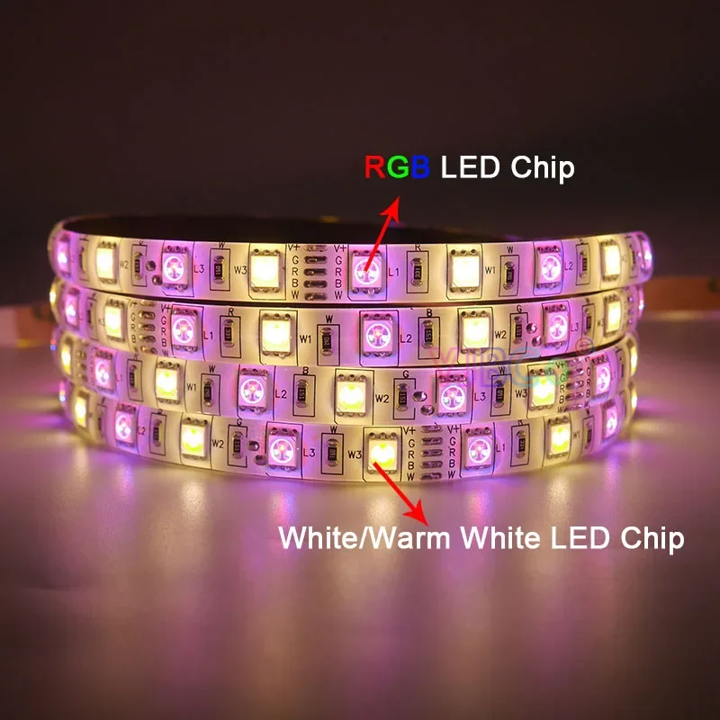 12V Dc 5M Rgb/Rgbw/Rgbww/Rgb + Cct Led Strip 60Leds/M Smd 5050 Rgb Cct Flexibele Lichtbalk Rgb + Wit/Warm Wit Lampband Ip30/Ip65
