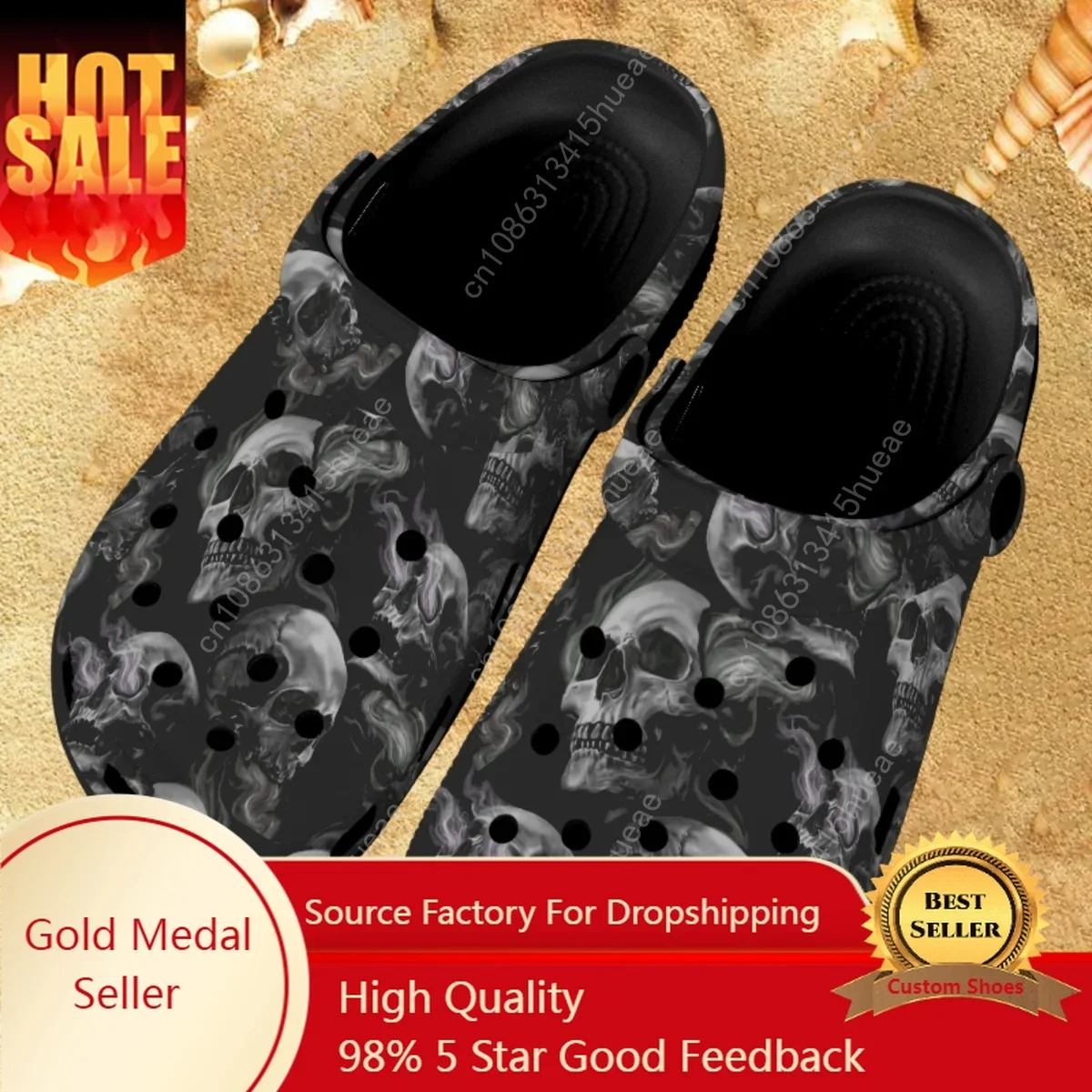 Girls Slippers Flats Casual Summer Shoes Fashion Skull Design Lightweight Breathable Girls Slippers Home Garden Shoes Comfort