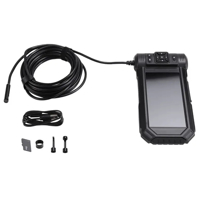 M49K-Endoscope Inspection Camera 5In IPS Screen Triple Lens Inspection Camera With Light 1080P HD Drain Camera With 32G Card