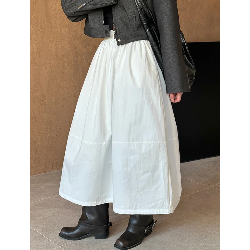 

Женская длинная юбка А-силуэта в стиле бохо, белая с розовым, с высокой талией, из хлопка, весна 2026