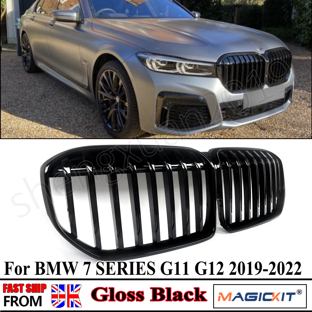 

Для BMW 7 серии G11 G12 LCI 730i 740i 740e Передняя решетка радиатора (2-слотовая/1-слотовая) 2019-2022 г.в. Гоночные решетки, глянцевый черный, Magickit