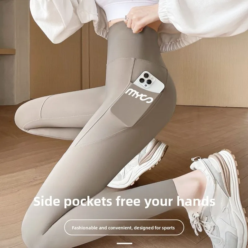 بنطلون يوجا نسائي عالي الخصر، موديل جديد للربيع والخريف، يشد البطن ويظهر منحنيات الجسم، بنطلون رقيق للصيف