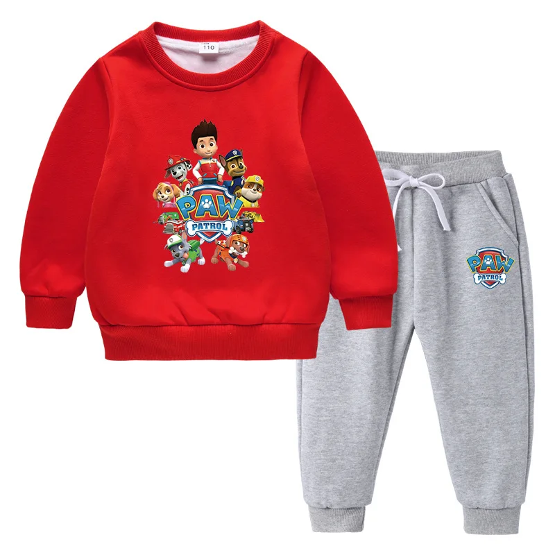 Paw Patrol Kids Clothing Boys Thickening Sweater Trousers Spin Master Girls Clothes Pullover 2PCS Cotton Winter  Kawaii Clothes