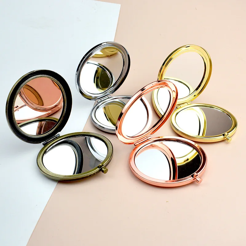 Party Gift New Hot Selling Metal Mirror Base Double-Sided Folding Compact Mirror Makeup Mirror Blank Jewelry