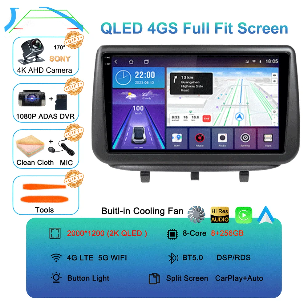 Auto radio multimediaspeler GPS CarPlay Auto 4G WIFI stereo head unit DSP voor Opel Meriva B 2009 - 2014 2K QLED Android 16