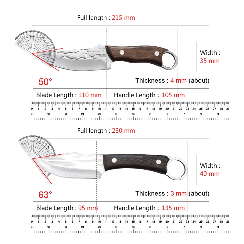 Hand Forged Boning Knife Meat Cleaver Slicining Fish Knife Stainless Steel Chef\'s Knife Wood Handle Kitchen Butcher Knife