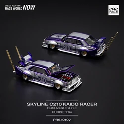 PreSale POP Race 1:64 Skyline MK5 C210 Kaido Racer Bosozoku Chrome Purple Diecast Diorama Model Collection Miniature Toys