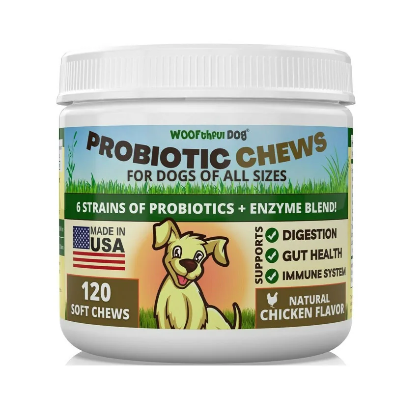 

Probiotic for Dogs, 6 Strains of Probiotics, Enzyme Blend, 120 Soft, CHEWS Made in USA