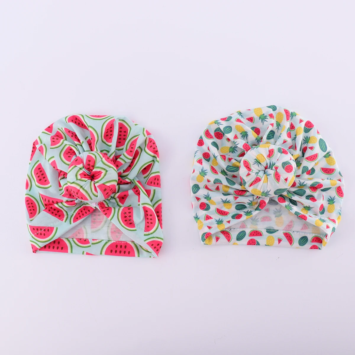 

2Pcs Breathable Baby Headscarf Hat Comfortable Elastic Turban for Infants Toddlers Kids Creative Printing Headwear Cap