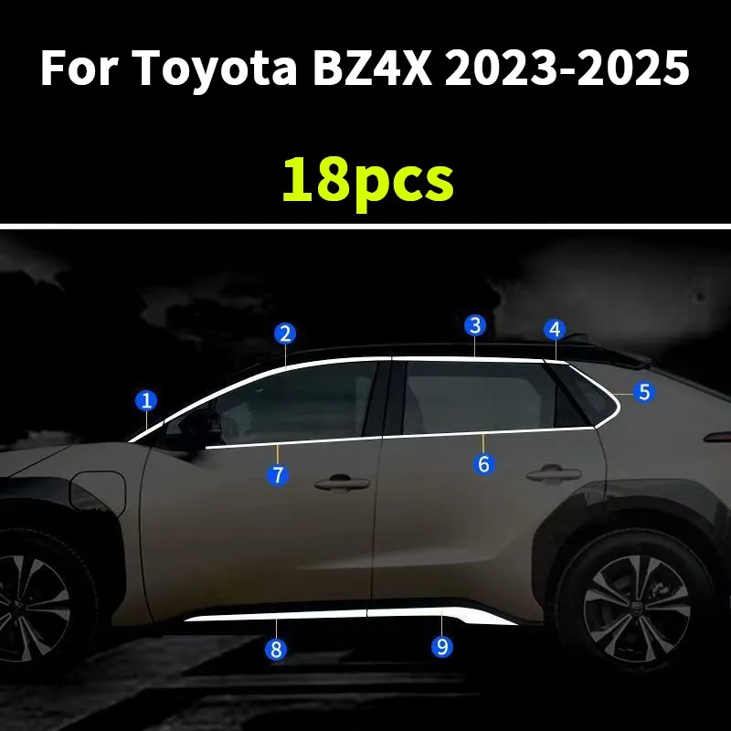 

18X Chrome steel Car Body Door Side Molding Cover Trim For Toyota BZ4X 2023-2025
