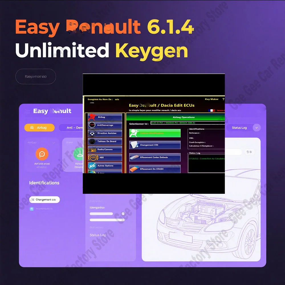 Hot Car Software Easy Renaul 6.1.4 for obd2 scanner ECU Programmer Clear Crash Airbag Card Keys UCH Cleaner WorK with Renolink