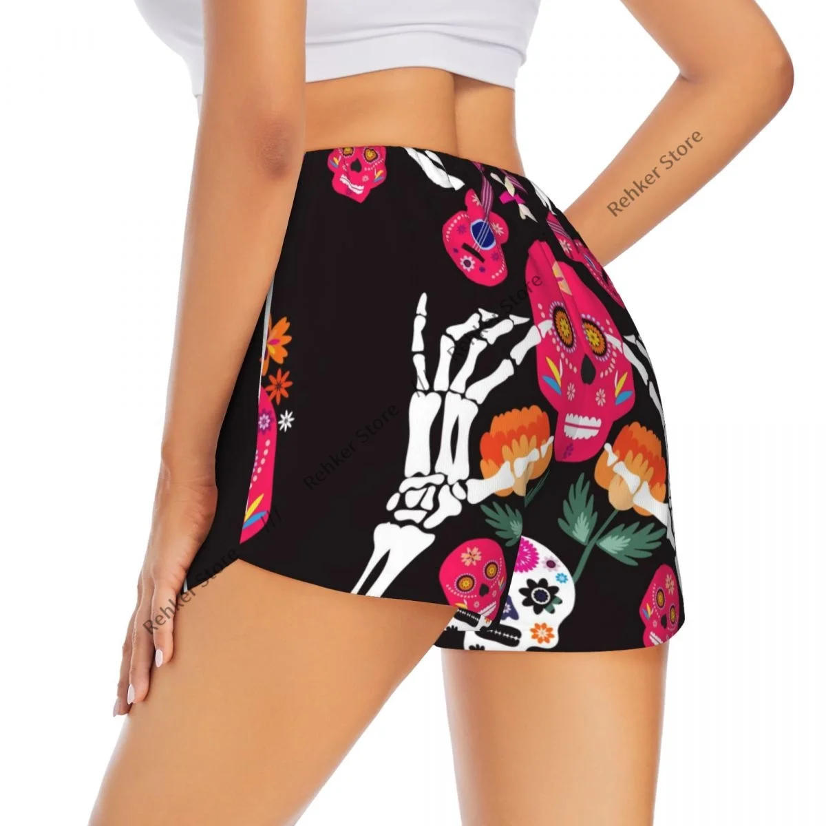 

Женские шорты для йоги, мексиканские сахарные черепа, цветы, шорты для тренировок, быстросохнущие шорты для фитнеса, женские шорты для йоги, тренажерного зала, бега, спортивная одежда