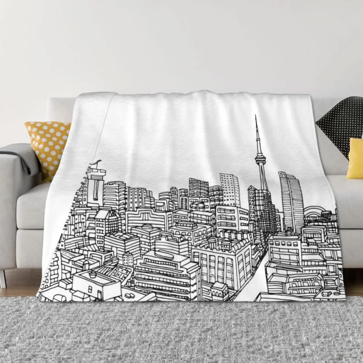 

Toronto Drawing #2 Throw Blanket Beach Sofa Throw Blankets For Bed Blankets