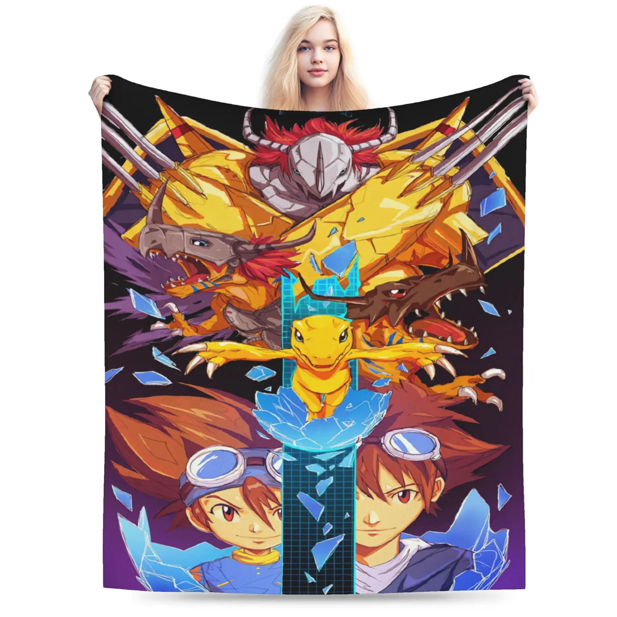 Digimon Adventure Blanket Quality Warm  Throw Blanket Spring Girls Boys Living Room Aesthetic Bedspread
