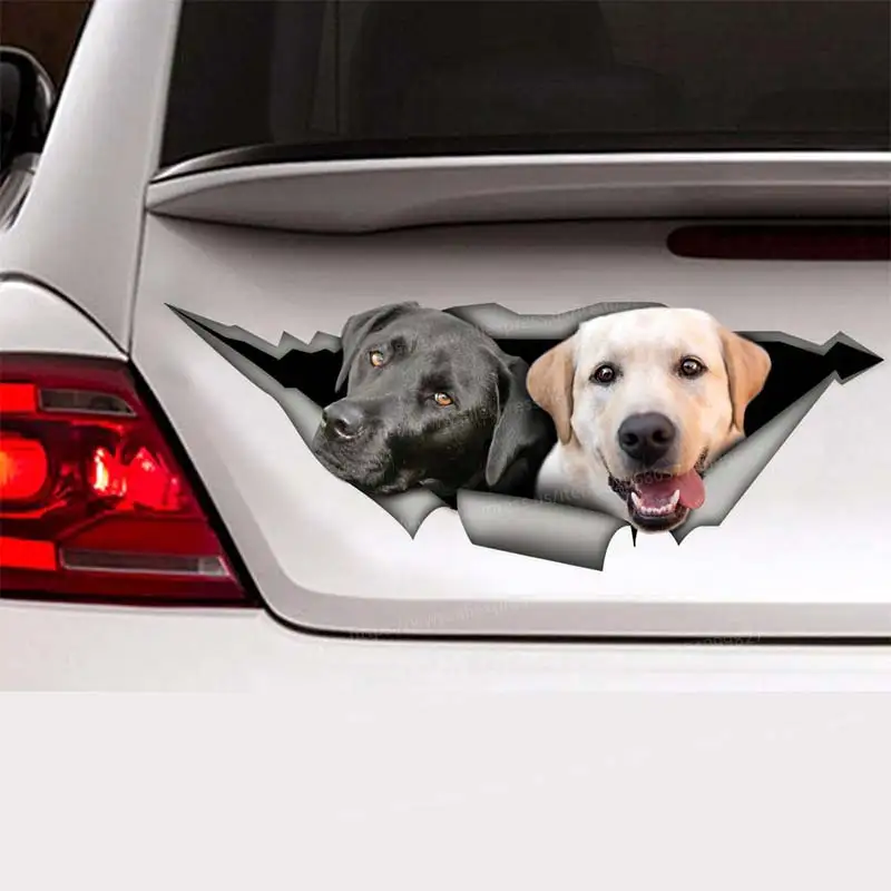 Two Labrador Pet Dog Car Sticker Waterproof Vinyl Decal on Bumper Rear Window Laptop Self-adhesive Decal Car Accessories SH92