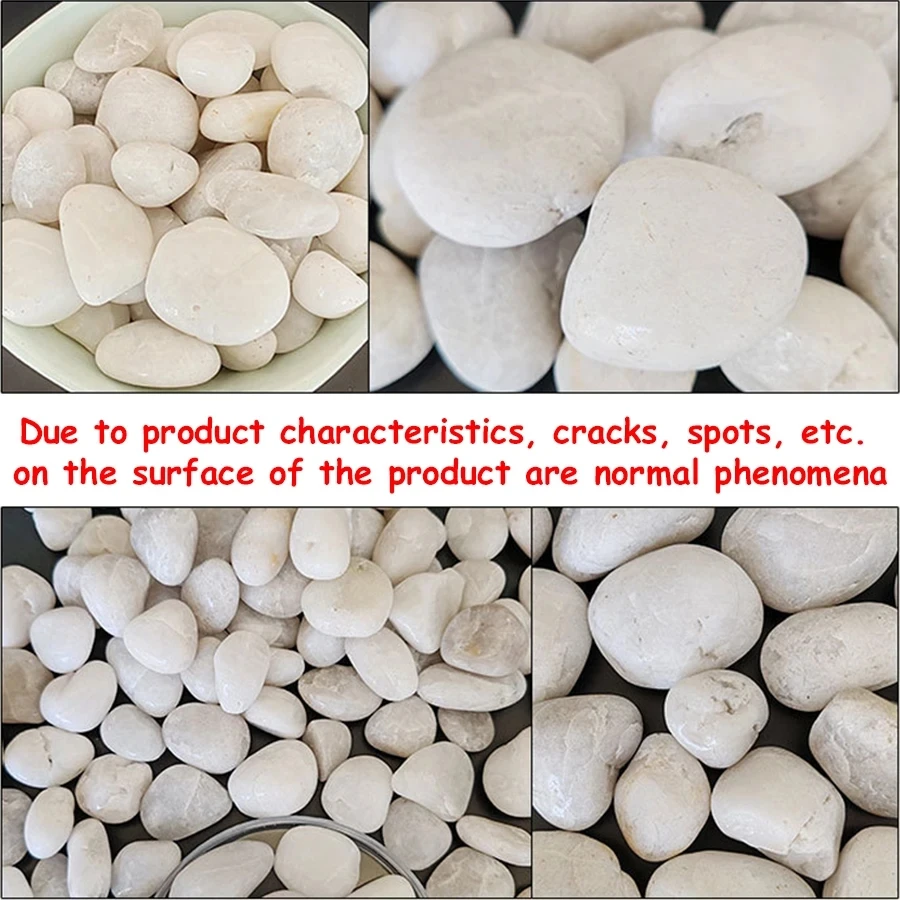 300/800g 2-3cm Natural Pebbles White High Polished Courtyard Landscape Decoration Horticultural Pot Fish Tank Decorative Stones