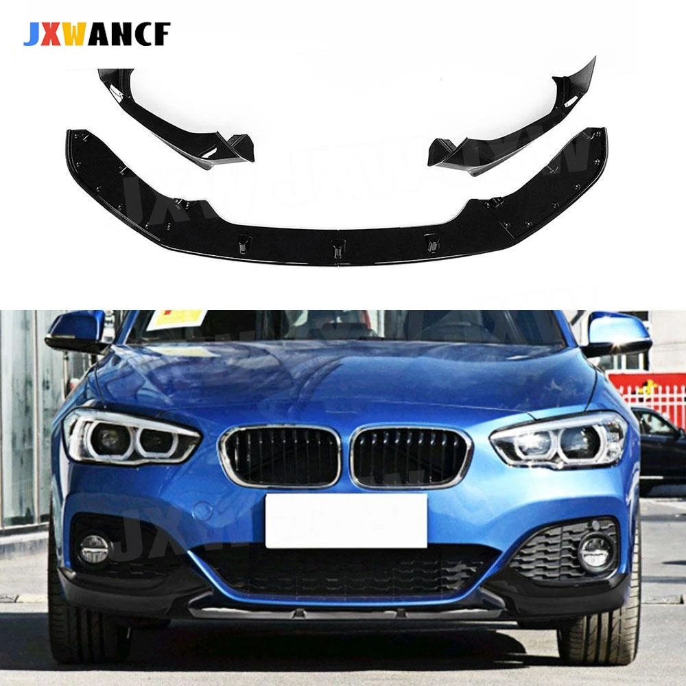 

JXWANCF ABS 4Pcs Car Front Bumper Lip Chin Spoiler Splitters Flaps Apron For BMW 1 Series F20 M Sport 2017-2019