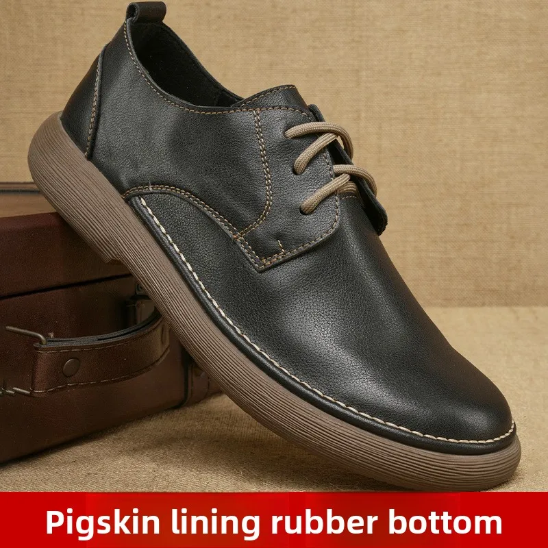 British Style Casual Leather Shoes Retro Business Commuting Leather Shoes Comfortable Soft Soled Top Layer Cowhide Men's Shoes