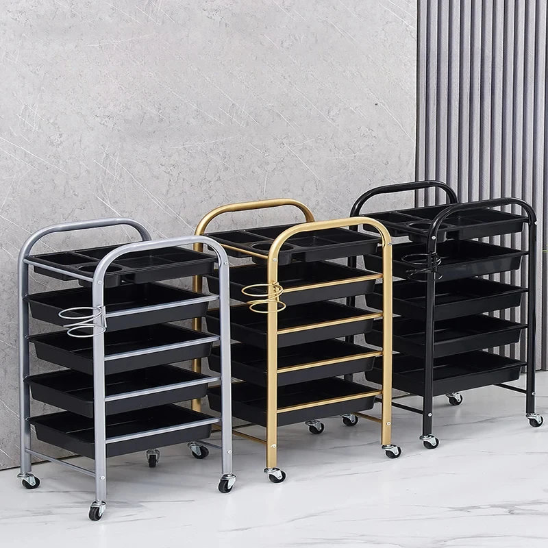 Large Capacity Beauty Salon Auxiliary Cart Multifunctional Barber Shop Trolley with Wheels Efficient Tool Organizer