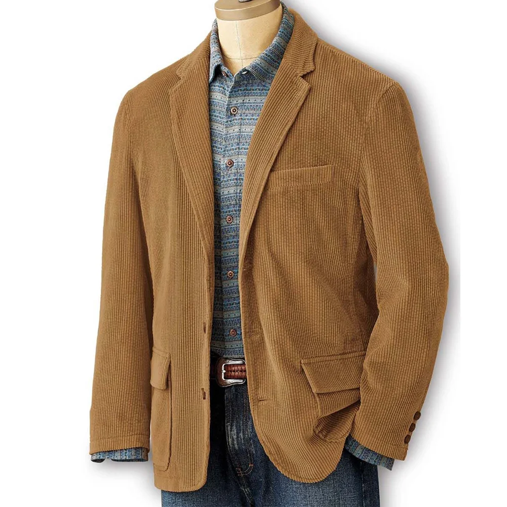 

Mens Corduroy Blazer Suit Jacket Notch Lapel Single Breasted Casual Slim Fit Comfortable Elegant Business Attire Formal Wear Out