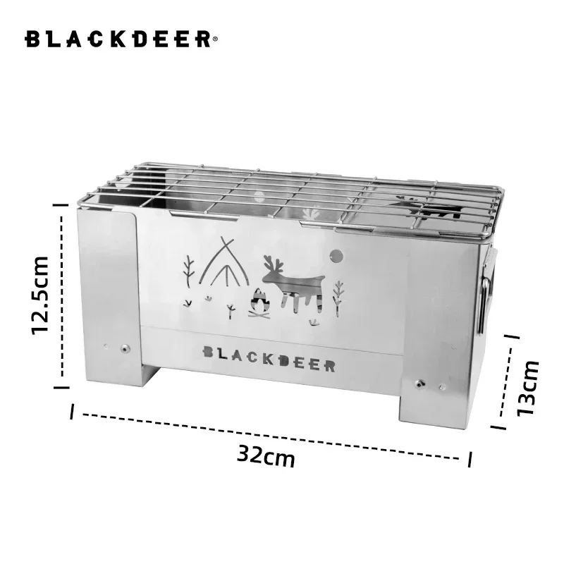 BLACKDEER  Black Deer Brazier 7-hole Burner Professional Stainless Steel Stove Portable Camping Kitchen Wood Stove BarbecueGrill