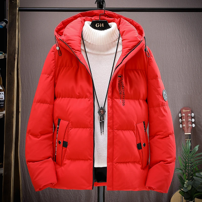 Fashion 2024 Autumn Winter Men\'s Hooded Cotton-Paaded Jackets Casual Windproof Thicken Warm Parkas Youth Outwear Slim Down Coats