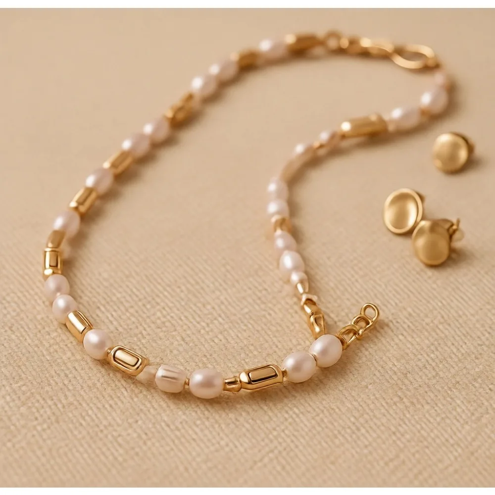 

Изящное жемчужное ожерелье для женщин, позолоченное 14K/18K золотом, с бусинами, цепочка-скрепка, свадебные украшения