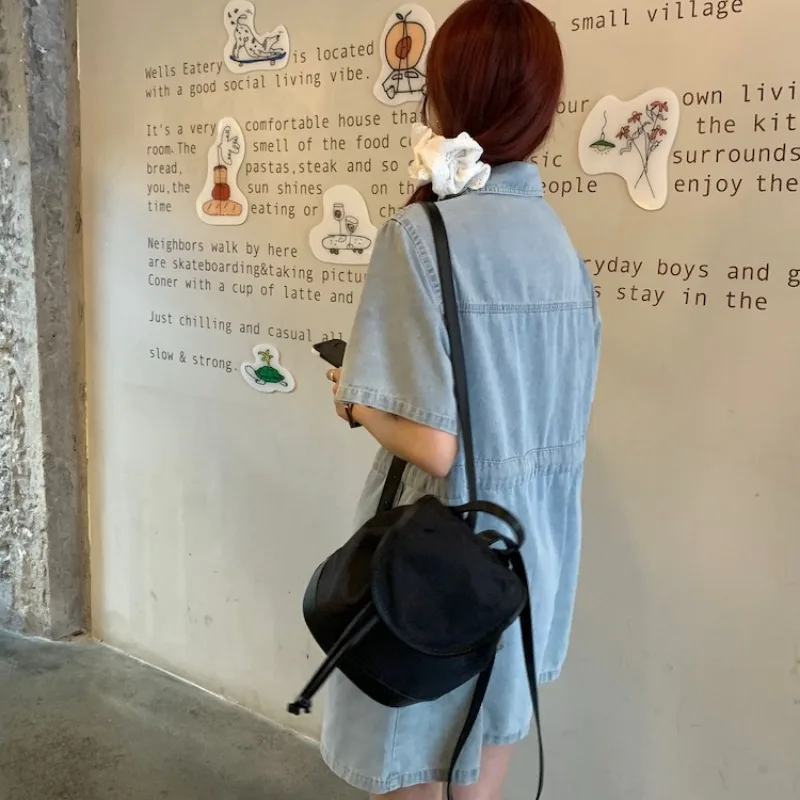 女性用半袖デニムドレス,ラペルカラー,ドローストリング付きチュニック,エレガントなサマードレス,2022