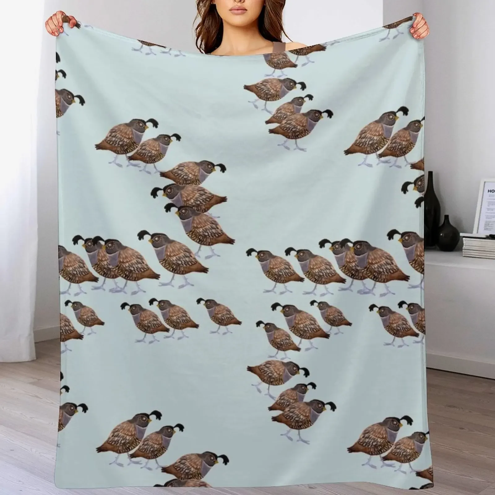 

Queuing Quails Throw Blanket Custom Thermal Tourist Weighted Blankets