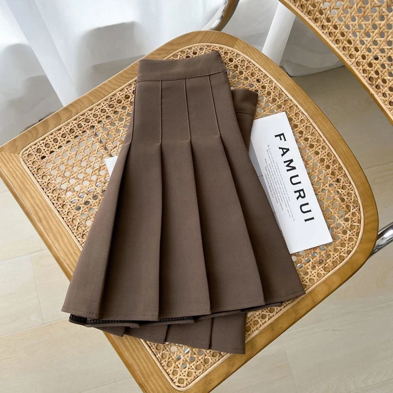 

Summer Preppy Mini Skirt Women Sweet Solid Color High Waist Student Pleats Skirts Casual Harajuku Japanese Cute Female Skirts