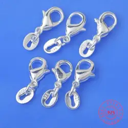 Jewelry Finding 50PCS Genuine Real 925 Sterling Silver Lobster Clasp Jump Rings 925 Tag Fittings Connector Components Bulk