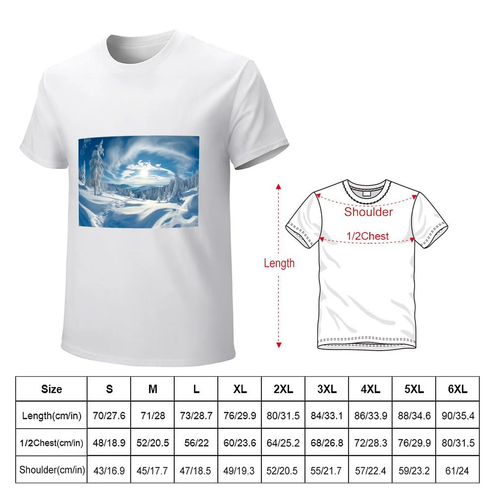 Winter wonderland after snowfall T-shirt quick drying customs design your own customizeds Men's cotton t-shirt