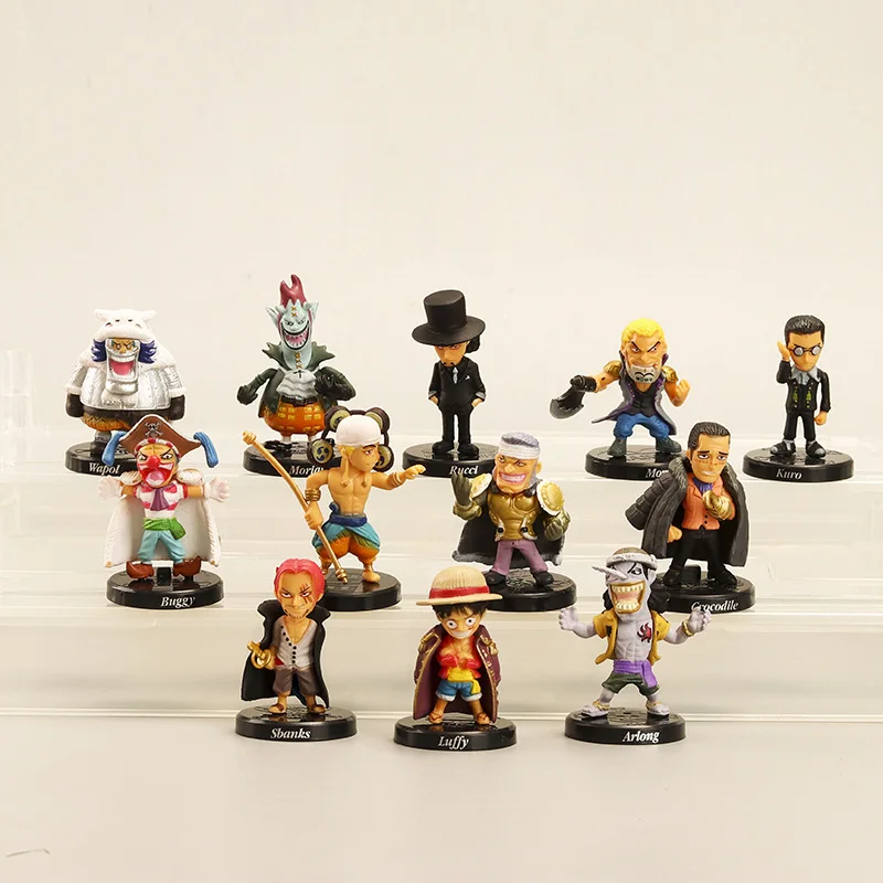 

12Pcs/Set One Piece Anime Action Figure Luffy Shanks Buggy Moria Crocodile Enel Arlong Kawaii Doll PVC Collectible Model Toys