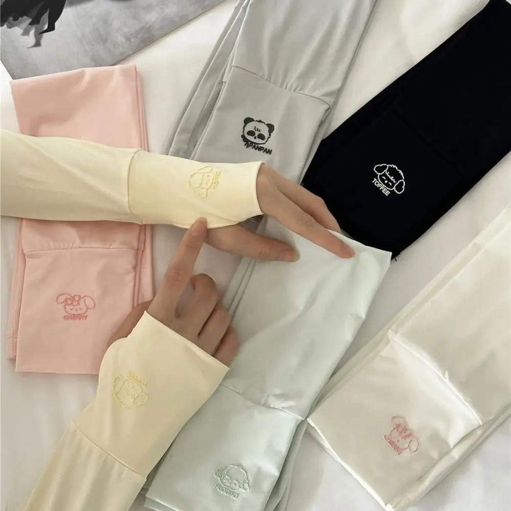 لطيف مرونة طويلة الحرير الجليد الأكمام الكرتون الحيوانات الجليد الأكمام واقية من الشمس الذراع يغطي رقيقة المضادة للأشعة فوق البنفسجية قفازات ركوب الدراجات القيادة #5