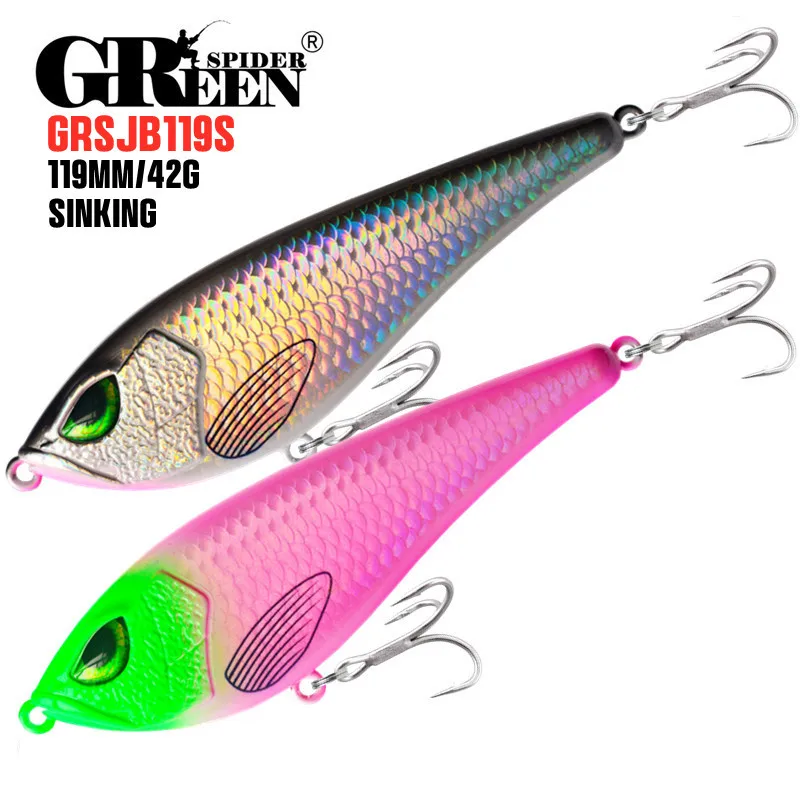 GREENSPIDER 119mm 42g Sinking Neue Jerkbait Angelköder Lauter Klang Köder Hecht Köder Künstliche Wobbler Pesca Leurre Barsch