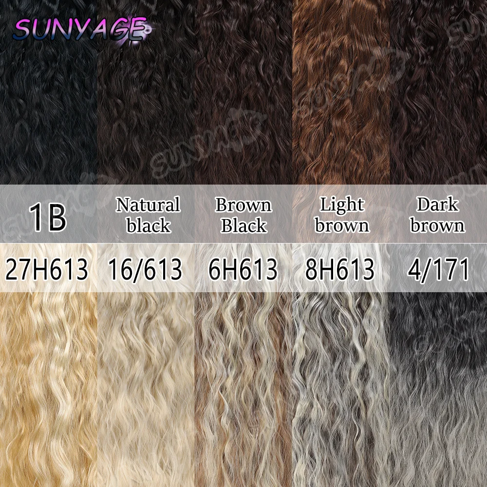 ต่อผมแบบคลิป 16 คลิป ยาว 24 นิ้ว ทรงลอนน้ำ สำหรับผู้หญิง ต่อผมสังเคราะห์แบบเต็มศีรษะ