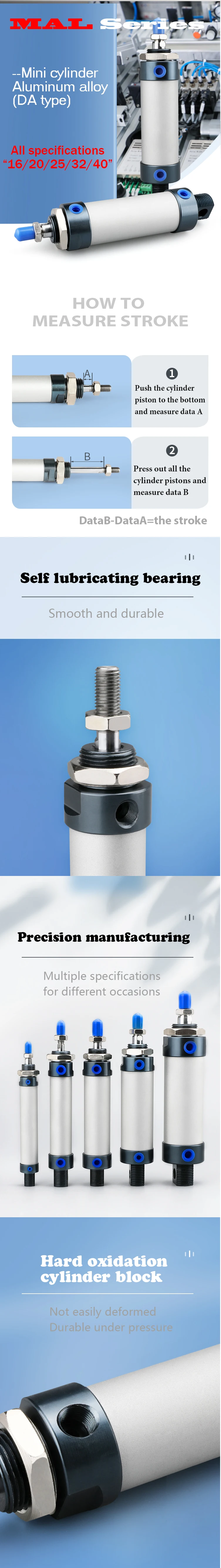 MAL Zylinder 400/500mm Mini Pneumatischer Doppelwirkender Zylinder – Detail 1