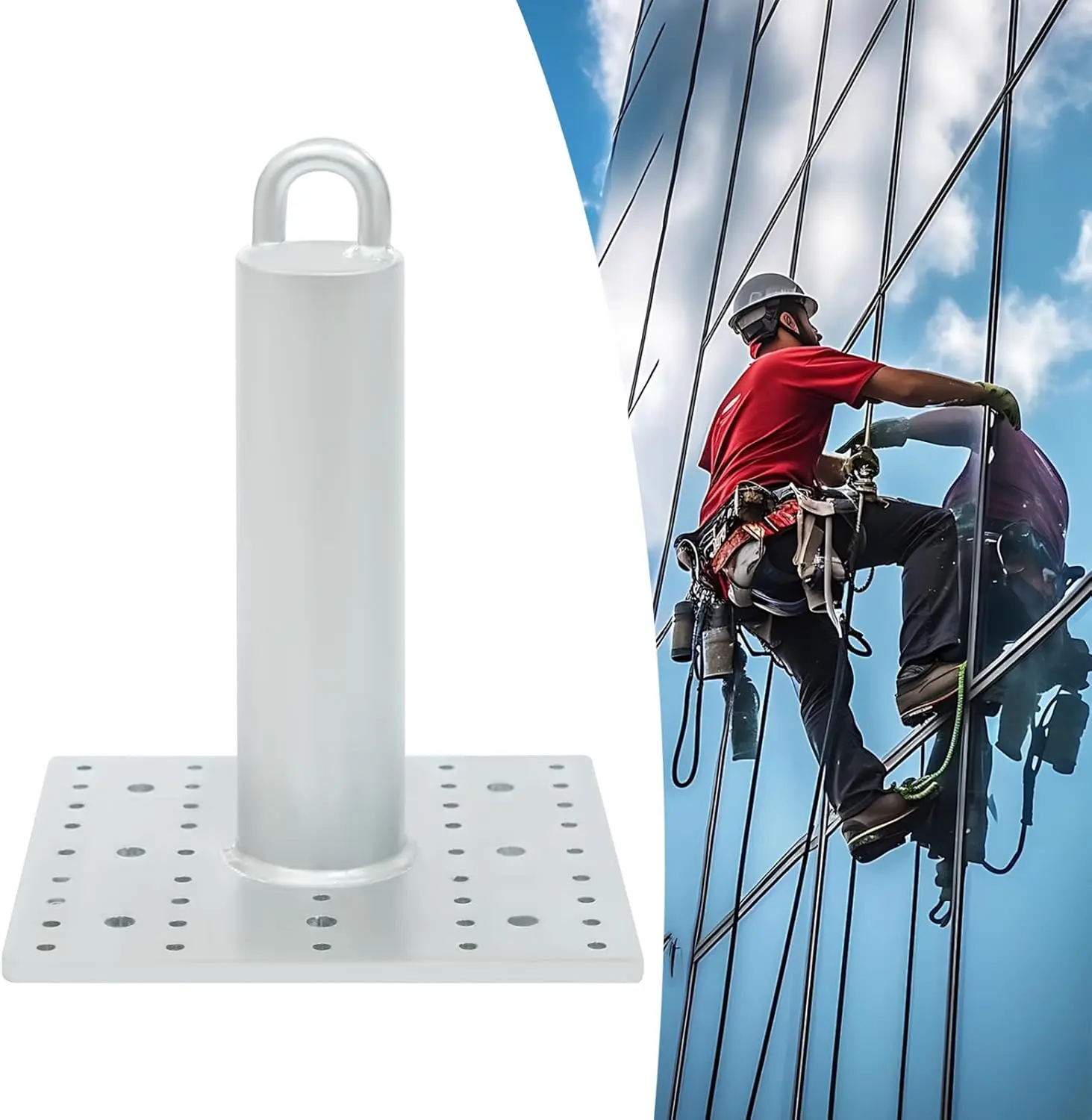 Commercial Roof Anchor 12in, 5000 lbs Breaking Strength Concrete Anchor Great for Exterior or Indoor Use Standing Roof Anchor for Roof, Porch, Balcony, Garden, Pool (12inch, with Screws)