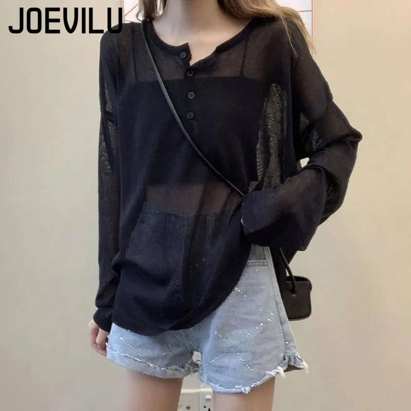 Mesh Long Sleeve Ice Silk Sunscreen Shirt Summer Loose Fitting Thin T-shirt Korean Fashion Medium Length Top Women Casual Blouse