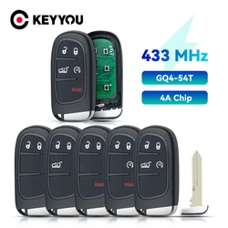 KEYYOU KeylessGo 433Mhz Hitag-AES 4A Chip 2/3/4/5 Buttons Remote Smart Key For Jeep Cherokee Durango Chrysler GQ4-54T Car Key