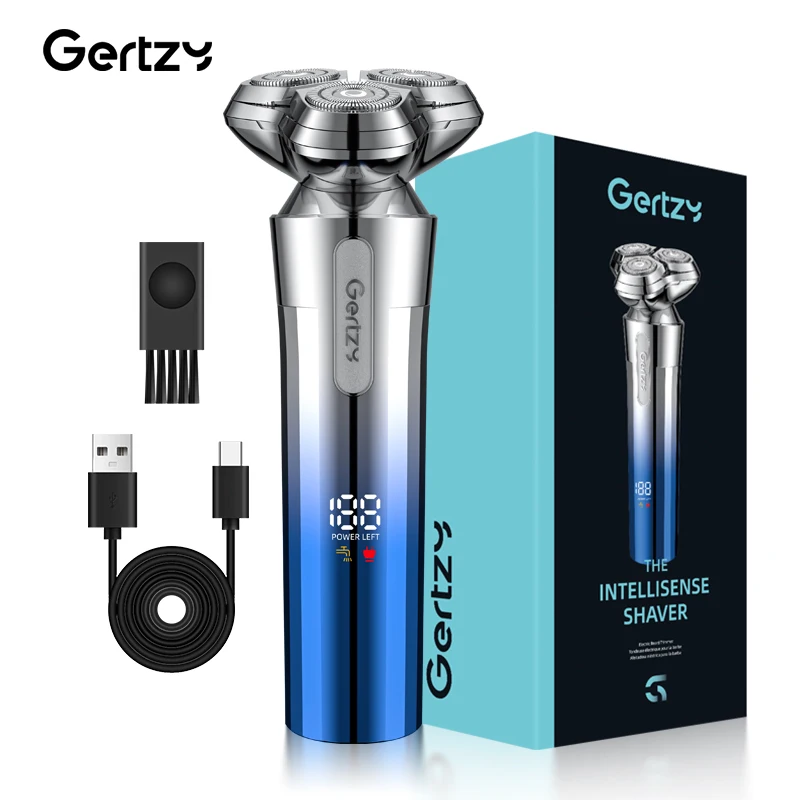 

USB charging rotating three blade head, stainless steel blade mesh, beautiful color, unique appearance design