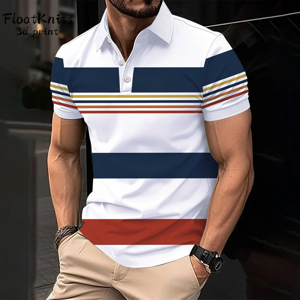 

Summer Minimalist Striped Graphic Polo Shirts for Men Clothing Lapel Men's Short Sleeve Tee Harajuku Street Men's Clothes Tops